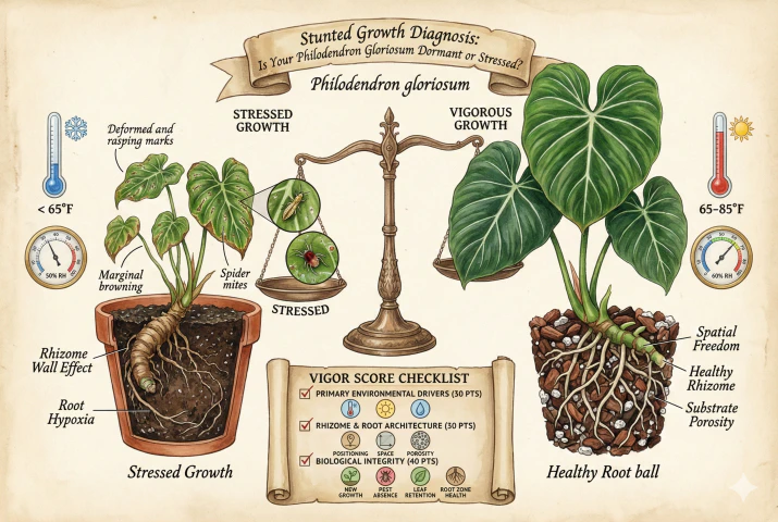 Stunted Growth Diagnosis: Is Your Philodendron Gloriosum Dormant or Stressed?