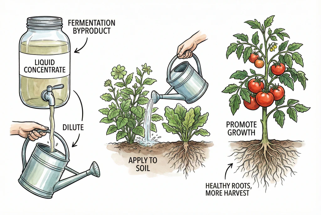 Gardener applying a granular soil amendment to vegetable beds