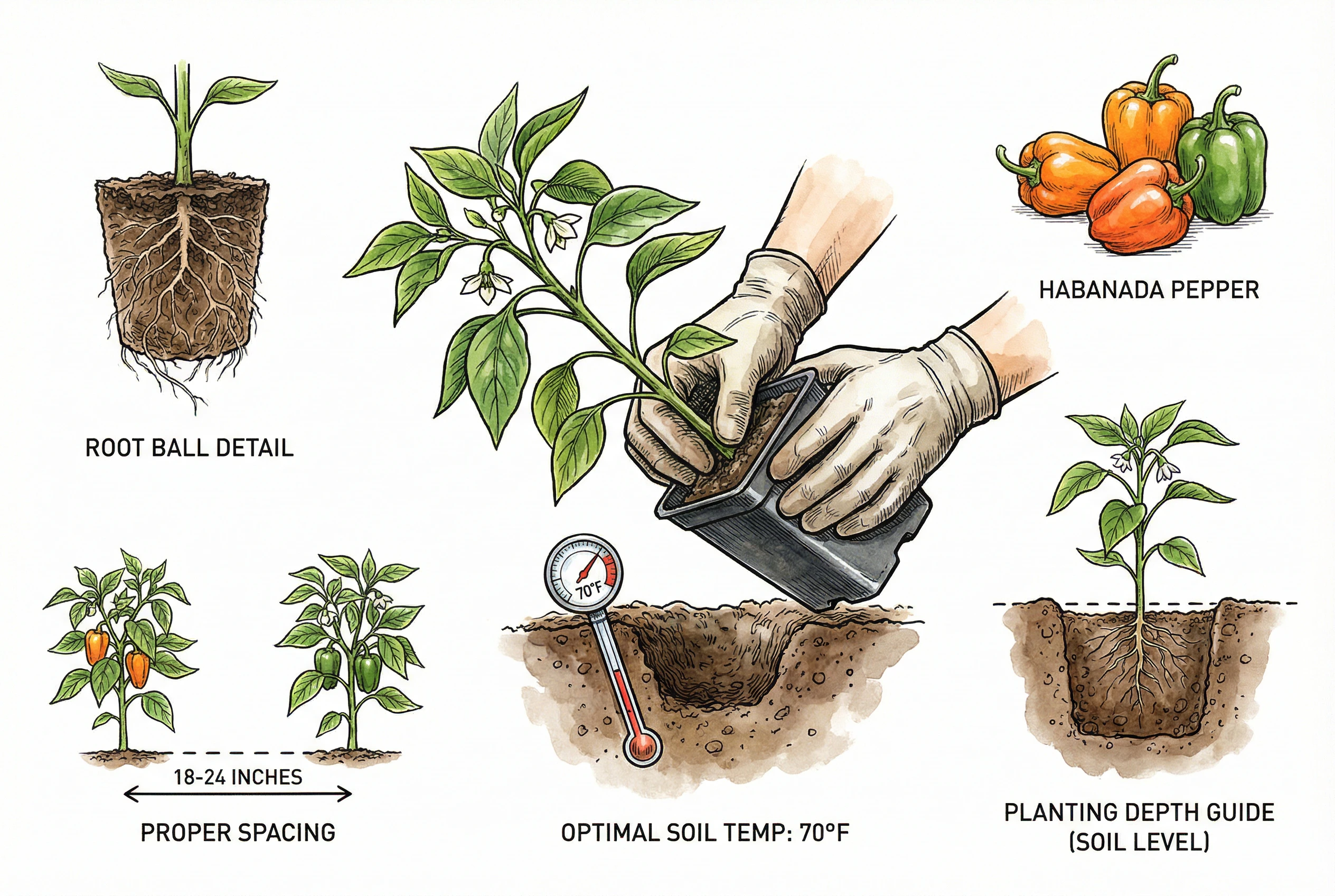 Proper depth and spacing for transplanting pepper plants