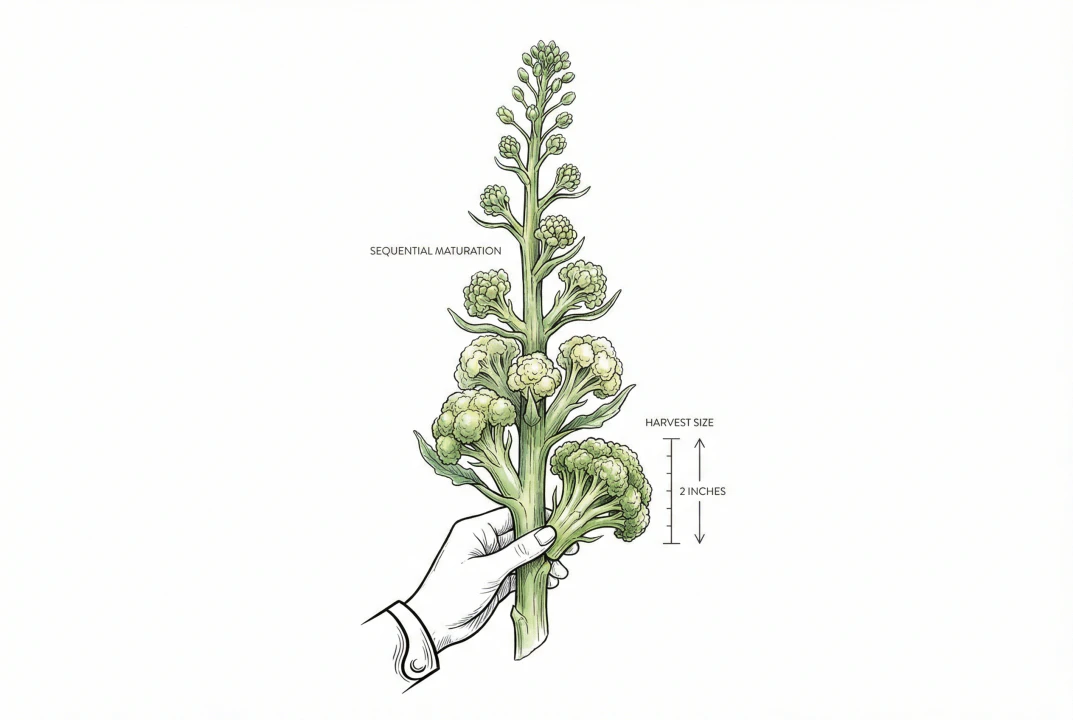 Conceptual illustration of picking lower florets first