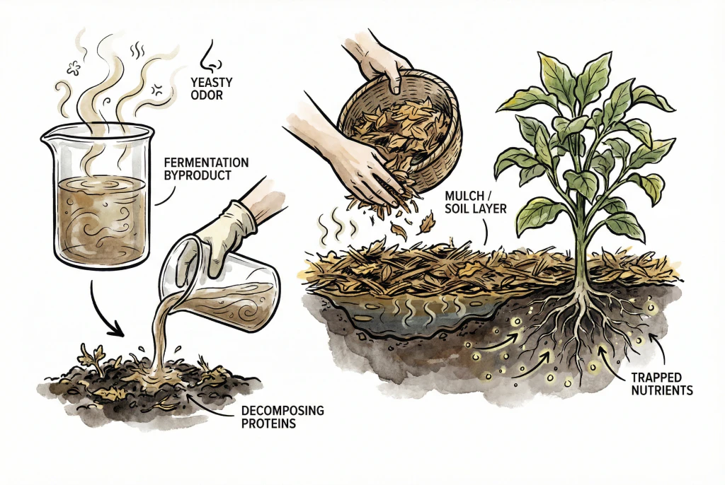 Illustration of a soil surface covered with a layer of mulch