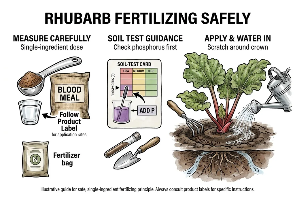 Illustration of homemade fertilizer ingredients and a liquid seaweed bottle.