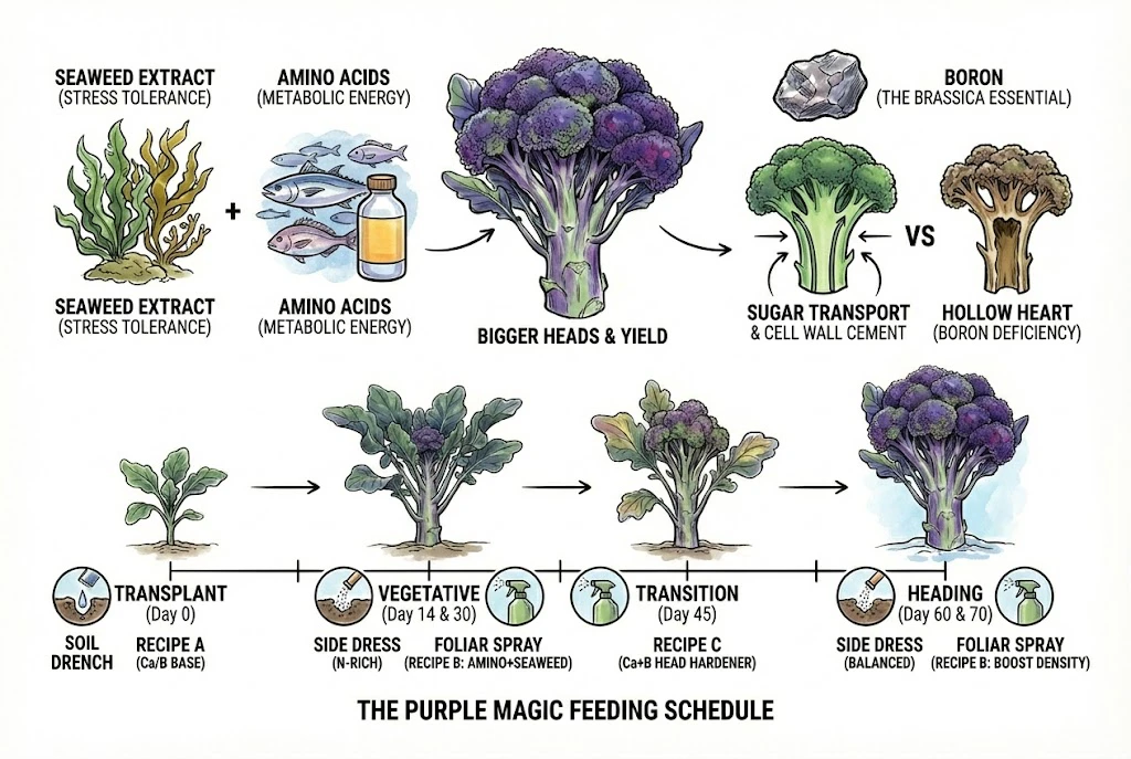 Concept illustration of biostimulant and micronutrient inputs such as seaweed and boron.