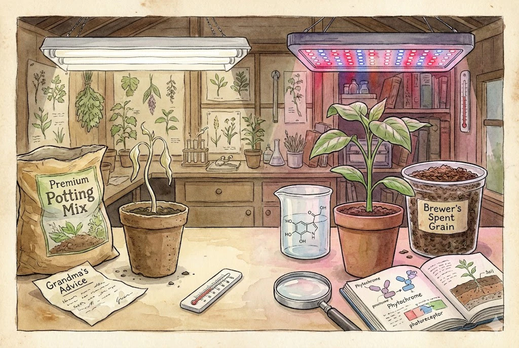 Sowing Seeds Indoors: The 2025 Science of Spent Grain & LED Spectra