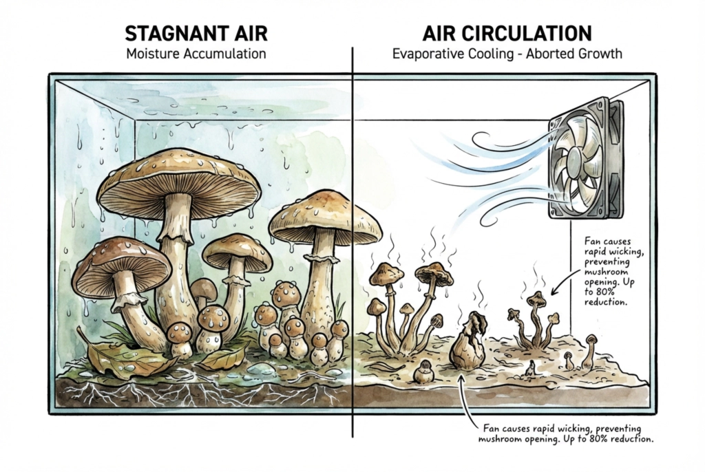 Air moving across a substrate surface increasing evaporation from the top layer of the soil.