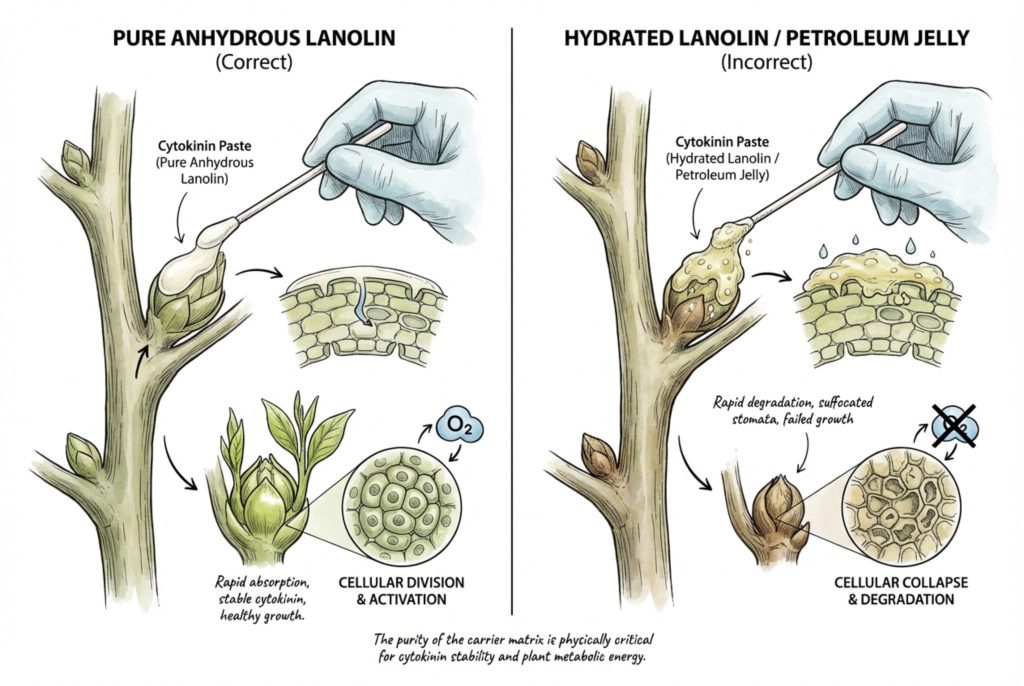 Comparison of anhydrous lanolin with hydrated lanolin and petroleum jelly as possible paste carriers.