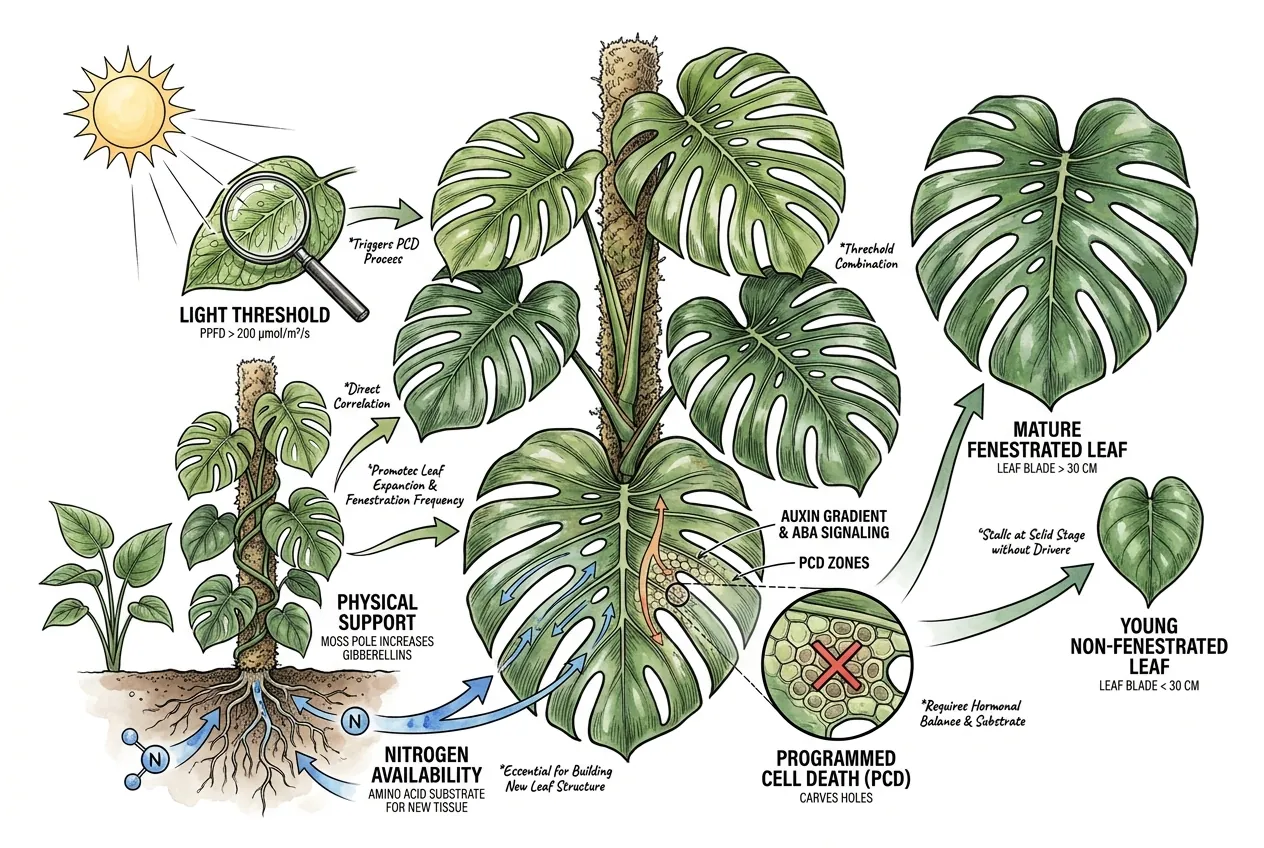 Conceptual illustration of Monstera leaf fenestration
