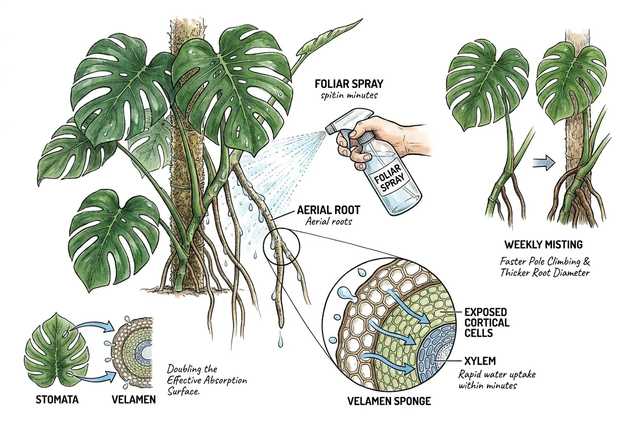 Conceptual illustration of a Monstera aerial root