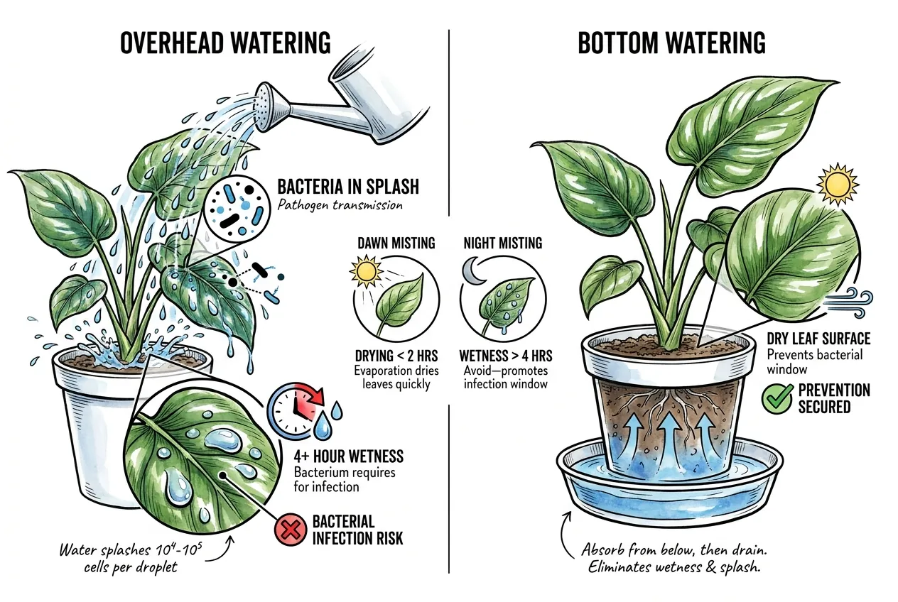 Philodendron pot absorbing water from a shallow tray below