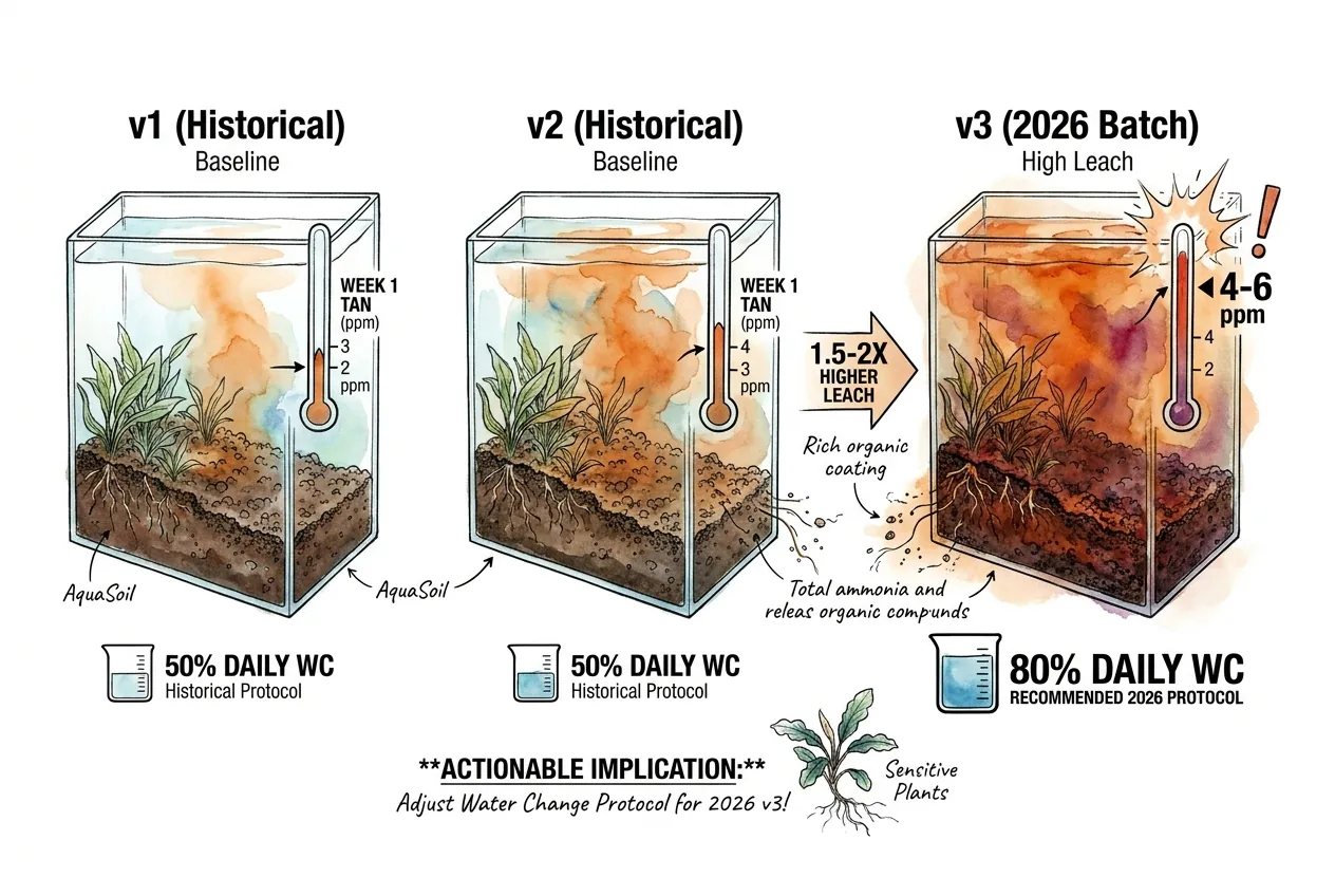 Illustrative day-by-day ammonia leach curve for a fresh aquasoil setup.