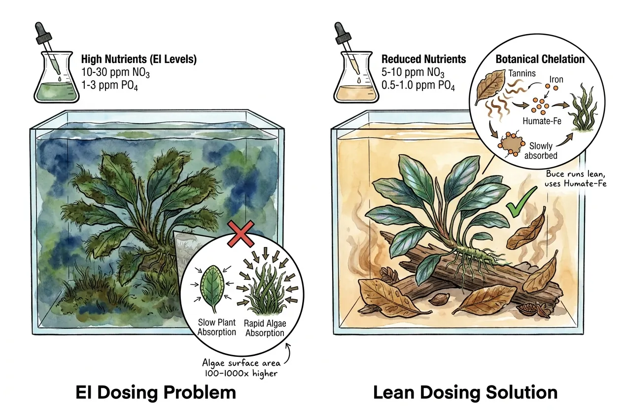 Nutrient flow comparison between fast stems and slow Buce rhizome