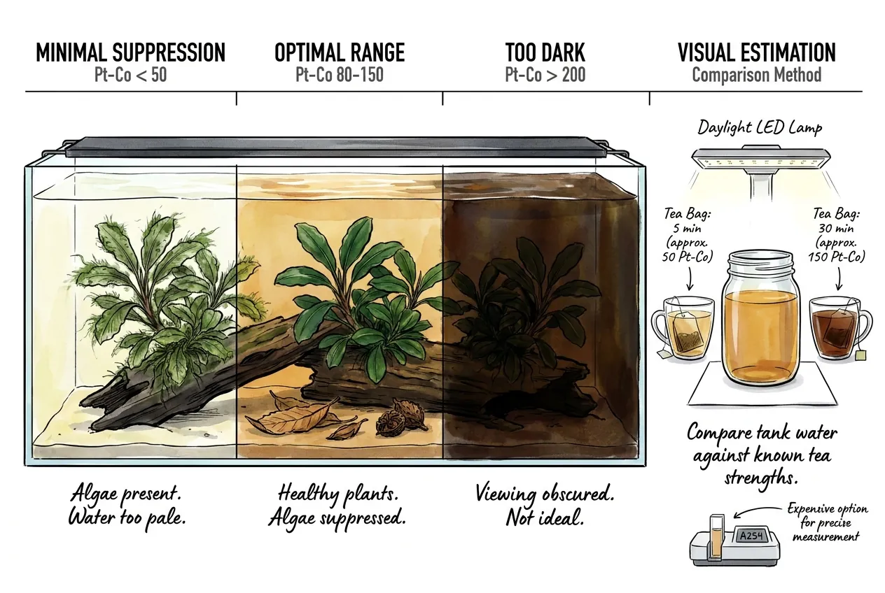 Pt-Co color reference jars from clear to dark amber