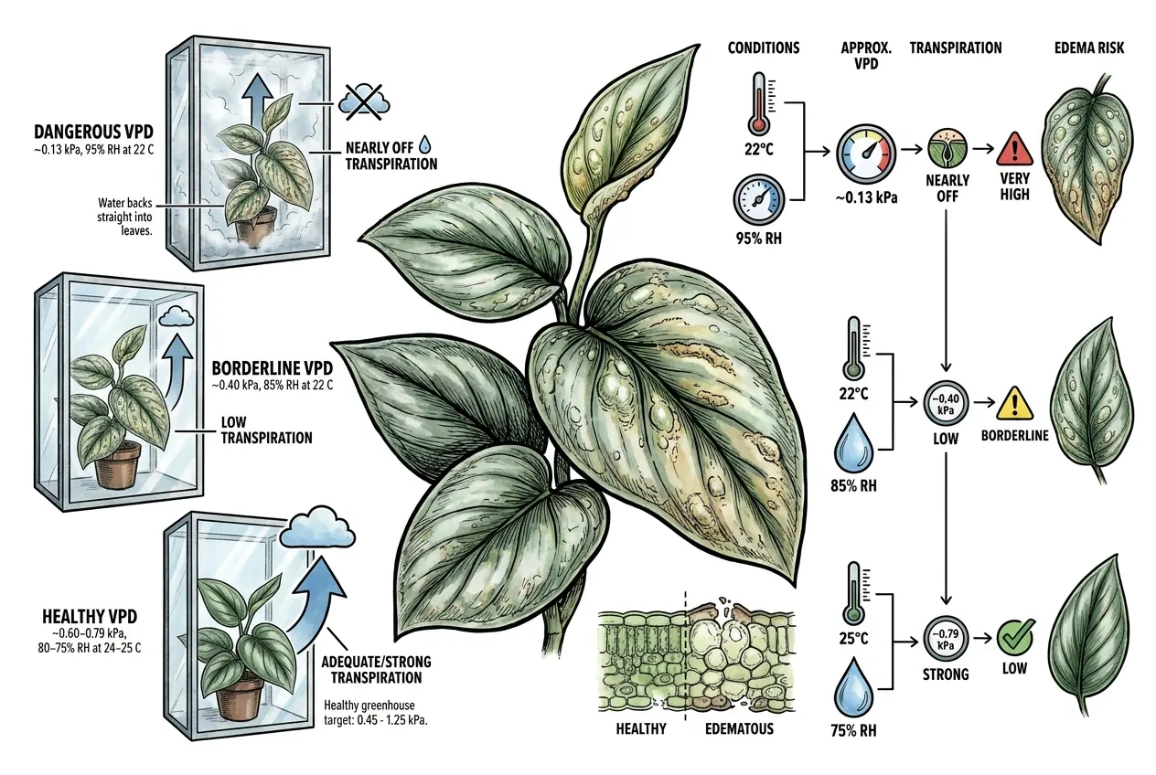 Humidity and temperature combining into vapor pressure deficit on a leaf