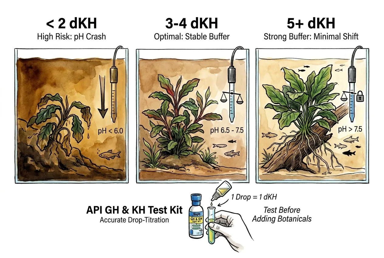 Carbonate buffer absorbing tannin acid load with pH stability