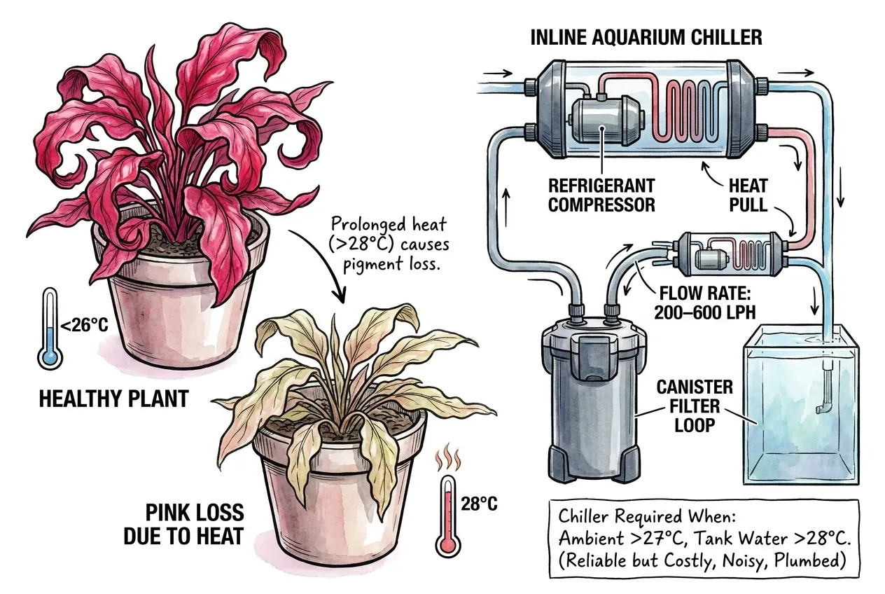 Inline aquarium chiller plumbed into a filter loop