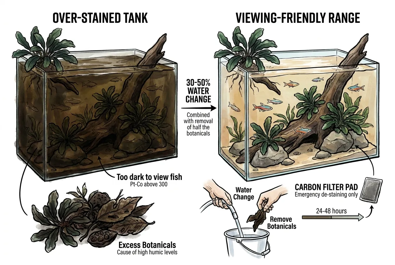 Water change and botanical reduction restoring viewing clarity