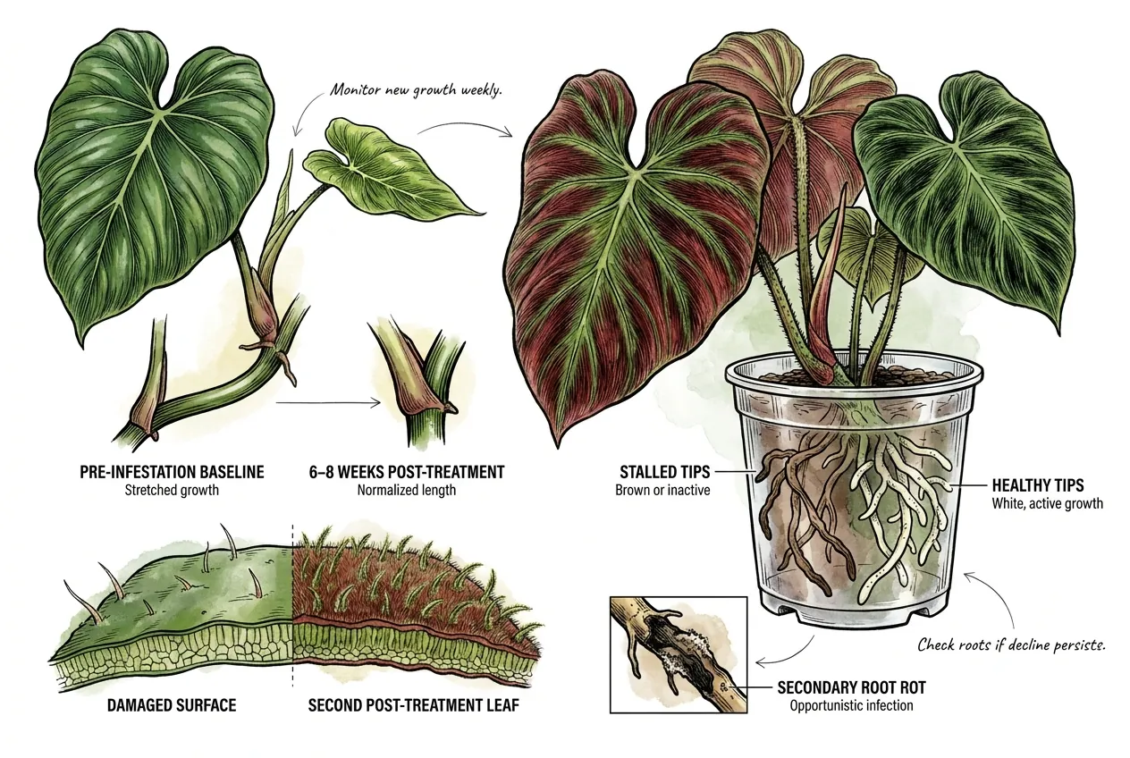 Conceptual illustration comparing an older stressed leaf with a healthier new leaf.
