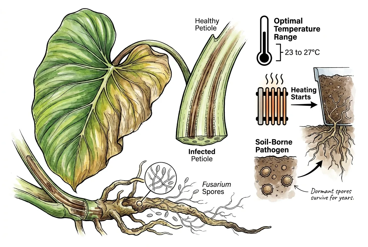 Botanical illustration for: What is Fusarium rot on an aroid?