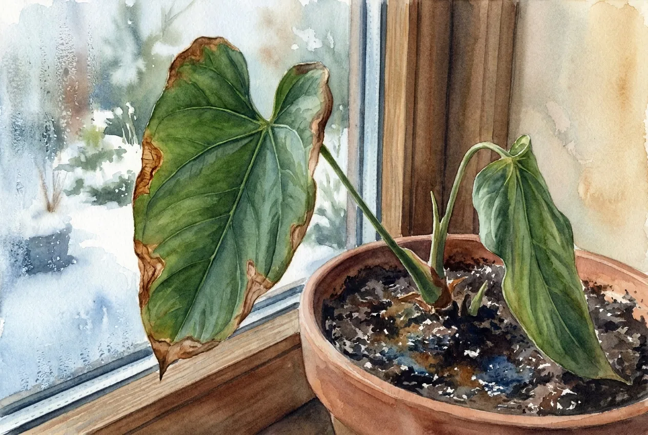 Aroid Leaf Drop in Heating Season: Dry Air or Cold Roots