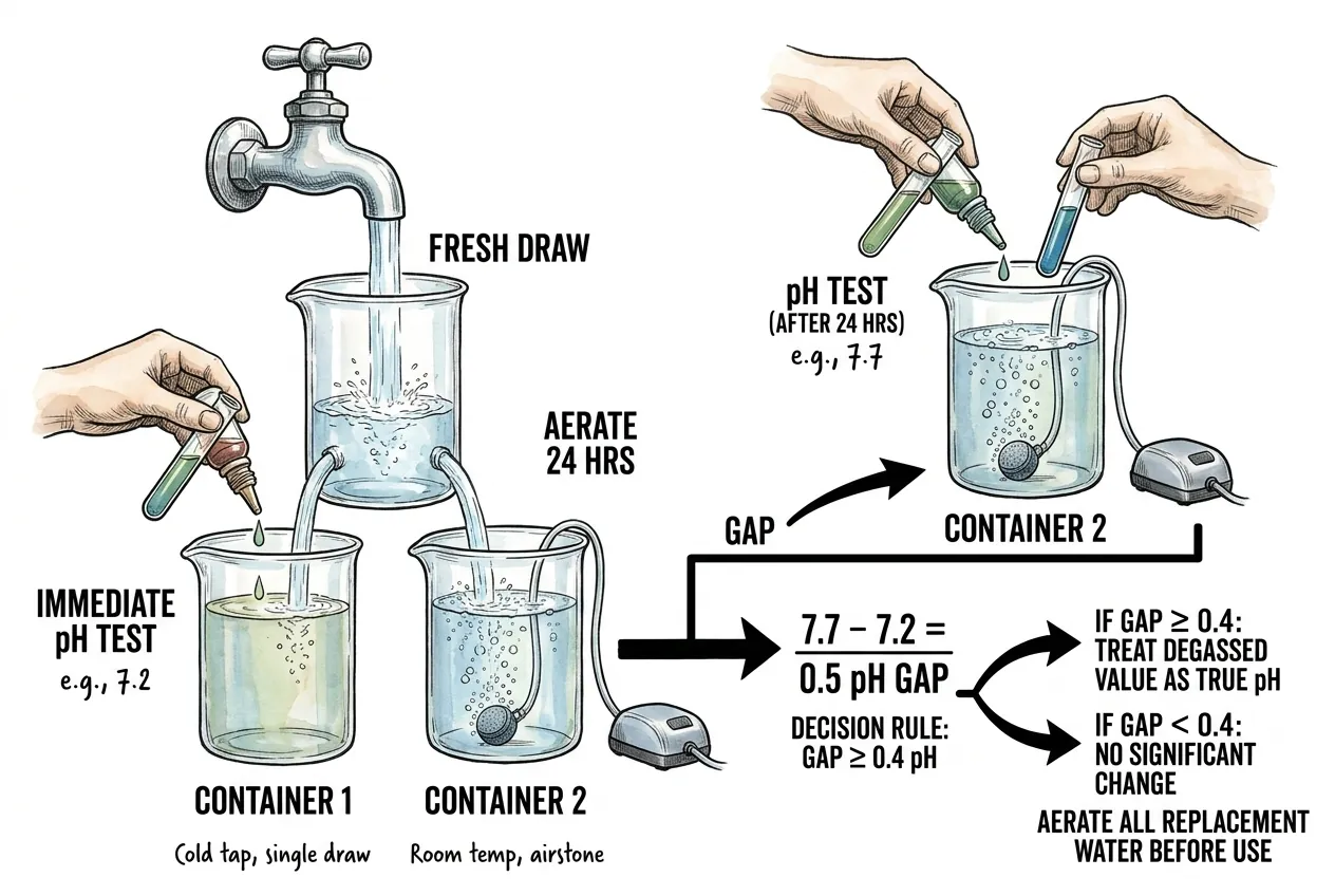 Two tap water containers compared, one fresh and one aerated 24 hours with an airstone